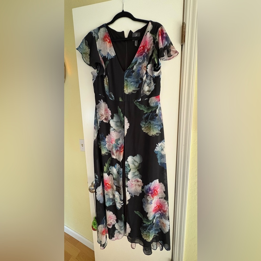 Adrianna Papell V-Neck Flutter Sleeve jumpsuit